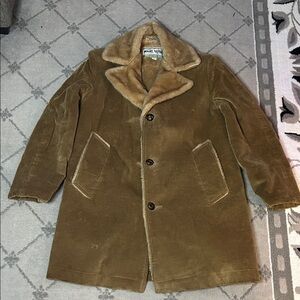Vintage Maine Guide by Congress Men's  Lined Corduroy Coat with Faux Fur Collar